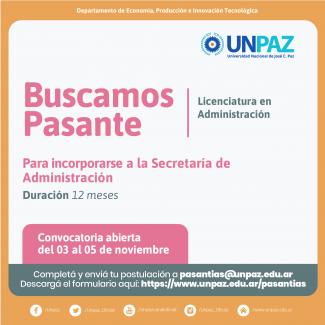 Pasantia Secretaría Administración UNPAZ