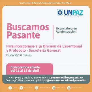 Pasantía Secretaría General UNPAZ
