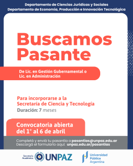 CONVOCATORIA A PASANTÍA EN LA UNIVERSIDAD NACIONAL DE JOSÉ C. PAZ