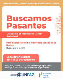 CONVOCATORIA A PASANTÍA EN HONORABLE SENADO DE LA NACIÓN (LPA)